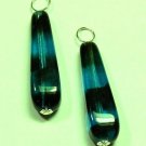 XLG 8x25 Czech Deep Teal Blue Tortoise INTERCHANGEABLE Earring Charms YG or SS