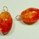 XLG Yellow & Orange Fire Cracked Crystal INTERCHANGEABLE Earring Charms YG or SS