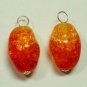 XLG Yellow & Orange Fire Cracked Crystal INTERCHANGEABLE Earring Charms YG or SS