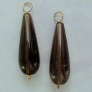Genuine 10x30mm Smoky Quartz INTERCHANGEABLE Earring Charms YG or SS