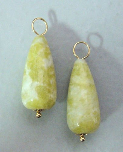 Yellow Jade Tear INTERCHANGEABLE Earring Charms YG orSS