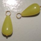 Yellow Olive Jade Teardrop INTERCHANGEABLE Earring Charms YG or SS