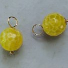 Bright Yellow 10mm Agate INTERCHANGEABLE Earring Charms YG or SS