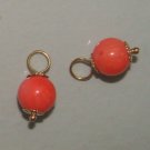 7m Salmon Coral INTERCHANGEABLE Earring Charms YG or SS