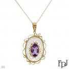 Unusual FPJ Clear Faceted Crystal Pendant with 2.39 Amethyst 14K YG 4.2gr 18"