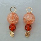 Swirled Peach Tourmaline Quartz & Amber INTERCHANGEABLE Earring Charms YG or SS