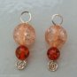 Swirled Peach Tourmaline Quartz & Amber INTERCHANGEABLE Earring Charms YG or SS