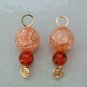 Swirled Peach Tourmaline Quartz & Amber INTERCHANGEABLE Earring Charms YG or SS