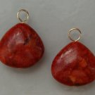 15x15mm Rust Red Sponge Coral INTERCHANGEABLE Earring Charms CHOICE YG or SS