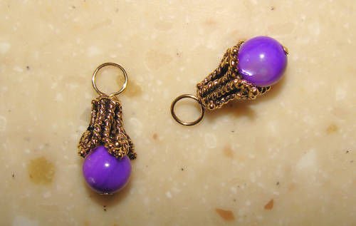 Fancy 6mm Purple MOP INTERCHANGEABLE Earring Charms YG or SS