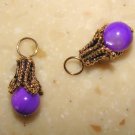 Fancy 6mm Purple MOP INTERCHANGEABLE Earring Charms YG or SS