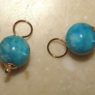 Lite Turquoise Teal Blue Swirl 8mm INTERCHANGEABLE Earring Charms YG or SS