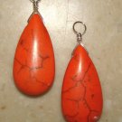 XL Bright Orange Howlite INTERCHANGEABLE Earring Charms YOUR CHOICE YG or SS