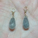 Light Gray Labradorite Faceted Briolette INTERCHANGEABLE Earring Charms YG or SS