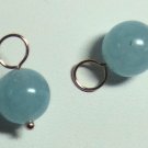 8mm Deep Aqua Blue Sponge Quartz INTERCHANGEABLE Earring Charms ROSE GF