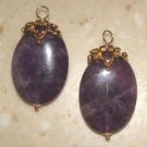XLG Oval Royal Crowned Amethyst INTERCHANGEABLE Earring Charms YG or SS