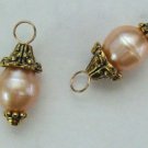 Fancy 10mm Peach Pearl INTERCHANGEABLE Earring Charms YG or SS