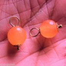 8mm Faceted Peachy Orange Jade INTERCHANGEABLE Earring Charms YG or  SS