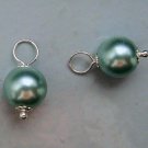 8mm Light Sage Teal Pearl INTERCHANGEABLE Earring Charms YOUR CHOICE YG or SS
