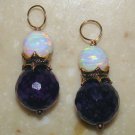 LG Lab Fire Opal & Purple Agate INTERCHANGEABLE Earring Charms YG or SS