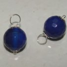 DK Blue 10mm Agate INTERCHANGEABLE Earring Charms YG SS