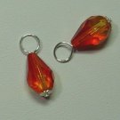 Small Faceted Fire Opal Crystal INTERCHANGEABLE Earring Charms CHOICE YG or SS