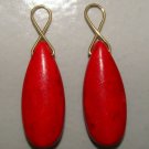 BRIO XL Long Red Howlite INTERCHANGEABLE Earring Charms YOUR CHOICE YG or SS