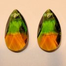 INTERCHANGEABLE Swarovski MATCHED PAIR 22mm Fern Green & Topaz Earring Charms