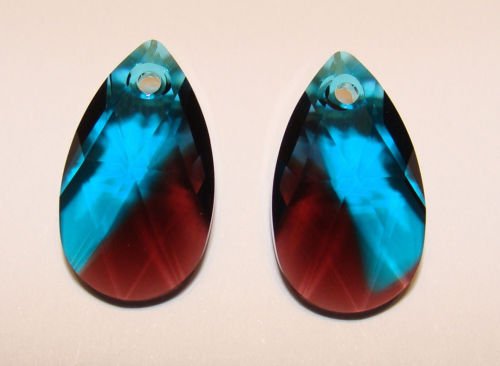 INTERCHANGEABLE Swarovski MATCHED PAIR 22m Burgundy & Blue Zircon Earring Charms