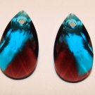 INTERCHANGEABLE Swarovski MATCHED PAIR 22m Burgundy & Blue Zircon Earring Charms