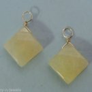Faceted Yellow Jade Diamond Shaped INTERCHANGEABLE Earring Charms YG or SS