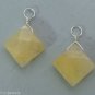Faceted Yellow Jade Diamond Shaped INTERCHANGEABLE Earring Charms YG or SS