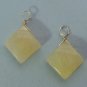 Faceted Yellow Jade Diamond Shaped INTERCHANGEABLE Earring Charms YG or SS