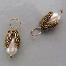 Fancy White AAA Freshwater Pearl INTERCHANGEABLE Earring Charms YG or SS