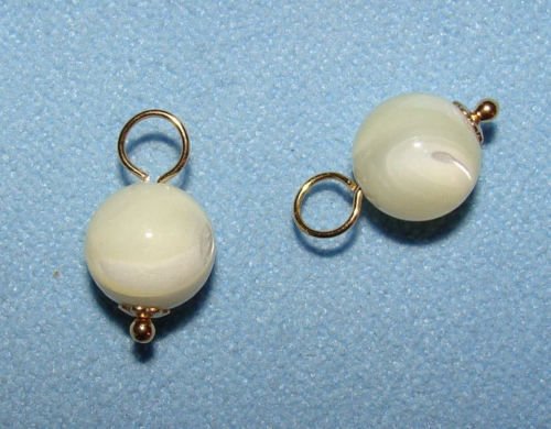 Ivory 8mm MOP INTERCHANGEABLE Earring Charms YG or SS