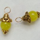 Fancy Capped 8mm Brite Yellow Chalcedony INTERCHANGEABLE Earring Charms YG or SS
