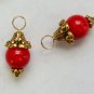 Fancy Capped 9mm Natural Red Coral INTERCHANGEABLE Earring Charms YG or SS