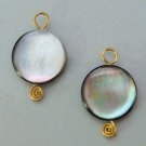 Fancy Swirled Grey Black MOP INTERCHANGEABLE Earring Charms YG or SS