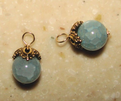 Lite Blue Agate INTERCHANGEABLE Earring Charms YG or SS
