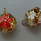 18mm Christmas Bells Cloisonne Red Poinsettia INTERCHANGEABLE Earring Charms