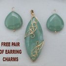67.50ctw Green Aventurine SLIDE Enhancer Pendant 14K YG PLUS FREE EARRING CHARMS