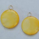 Bright Yellow 20mm Coin MOP INTERCHANGEABLE Earring Charms YG or SS