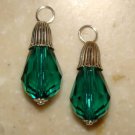 Fancy Capped Emerald Green INTERCHANGEABLE Earring Charms YG or SS