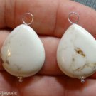 LG Cream White Howlite Teardrop INTERCHANGEABLE Earring Charms CHOICE YG or SS
