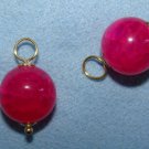 Fucsia Hot Pink Dragon Vein Agate INTERCHANGEABLE Earring Charms YG or SS