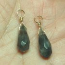 Dark Gray Labradorite Faceted Briolettes INTERCHANGEABLE Earring Charms YG or SS