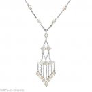 Stunning Freshwater White Pearl Chandelier Necklace Sterling Silver 18"