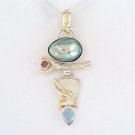 Stunning Grey Shell Topaz Amethyst Necklace Silver+14K