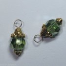 10mm Double Capped Peridot Green Crystal INTERCHANGEABLE Earring Charms YG