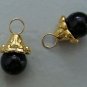 New Bright Gold Capped 8mm FANCY Black Onyx INTERCHANGEABLE Earring Charms YG